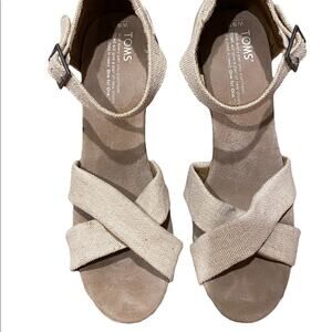 Toms Natural Linen and Cork Wedges in a Womens 9.5 - 3.75” Heel